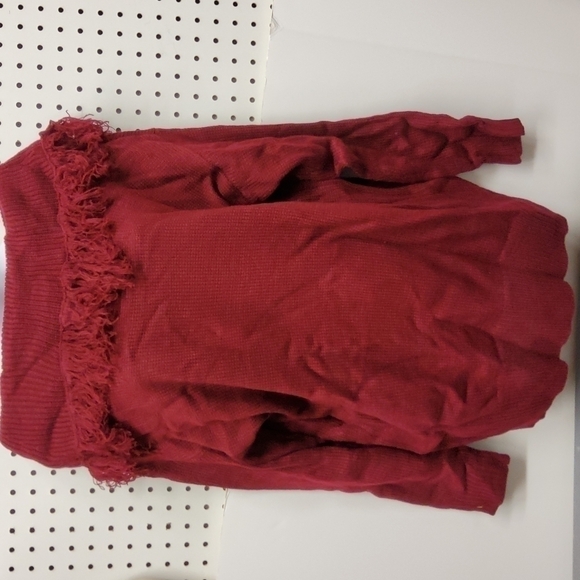 NWT Lg Burgundy Cowl Fringe Sweater Fantastic Fawn - Picture 1 of 5